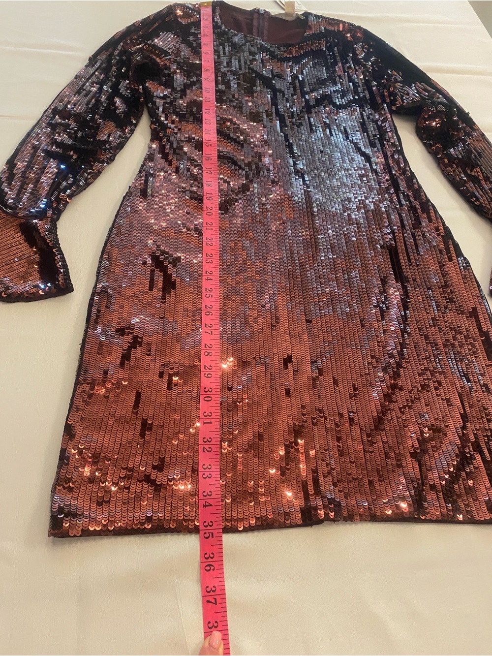Michael Kors Women’s Sequin Long Bell Sleeve Party Metallic Mini Dress new M - Picture 11 of 16